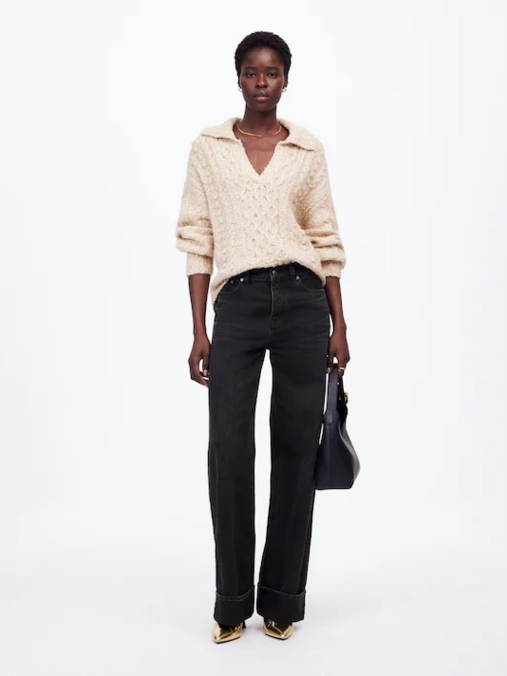Madewell low slung Wide-Leg jeans black chic